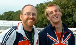 Coach Rob Elluck with athlete Ben Rushgrove