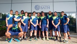 Members of the Australia Rugby World Cup squad outside the Sports Training Village