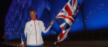 Mark Foster with flag at Beijing Olympics 2008 Mark Foster with flag at Beijing Olympics 2008