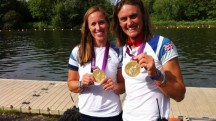 Helen Glover and Heather Stanning with their Gold medals. Photo: GB Rowing