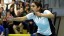 Mariana Agathangelou ready to receive badminton serve
