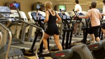 Working out at the gym