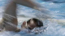 Swimming Training - a swimmer in action in the 50m pool