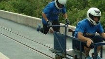 Bobsleigh practising at the Push Start Track