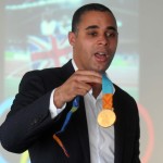 Jason Gardener with his Olympic Gold medal