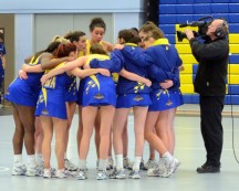 Team talks Netball Superleague. Photo by Sam Farr.