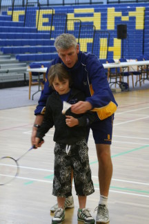 Head badminton coach Pete Bush was on hand to instruct on Gold Rush Day