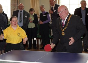 Bath Council Chairman pairs with Special Olympics GB athlete Becks Roberts to play table tennis doubles match