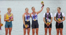 Heather Stanning (right) celebrates Olympic gold with Helen Glover (Intersport Images)