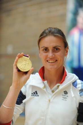 Heather Stanning with her gold medal