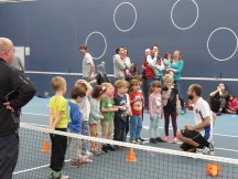 Tom Ellis overseeing a Team Bath MCTA Tennis fun day in March 2015