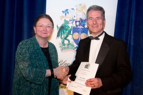 Professor Dame Glynis Breakwell presents Professor Kevin Edge with an Honorary Blue