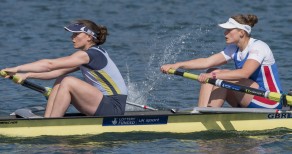 Sam Courty 0415 Sam Courty (left) and Emily Ford contest the women's pair at the 2015 GB Rowing Team Senior & U23 Trials. PICTURE: Peter Spurrier/Intersport Images