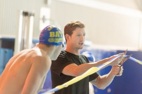 Uni Pool Opening 160615 1 Michael Jamieson cuts a blue and gold ribbon to officially open the London 2012 Legacy Pool. PICTURE: Sam Farr