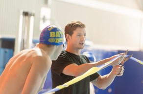 Michael Jamieson cuts a blue and gold ribbon to officially open the London 2012 Legacy Pool. PICTURE: Sam Farr