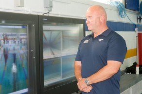 University Pool Opening Pictures Sam Farr for Matchtight16/06/15 Head coach Dave McNulty examines the footage from the new underwater cameras. PICTURE: Sam Farr