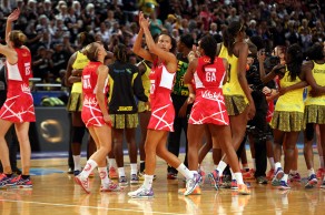 Serena Guthrie applauds the crowd after England beat Jamaica to win bronze at the 2015 Netball World Cup. PICTURE: Press Association