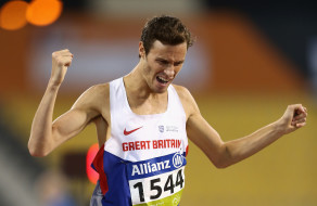 DOHA, QATAR - OCTOBER 26: Paul Blake of Great Britain celebrates winning the men's 800m T36 final during the Evening Session on Day Five of the IPC Athletics World Championships at Suhaim Bin Hamad Stadium on October 26, 2015 in Doha, Qatar. (Photo by Warren Little/Getty Images)