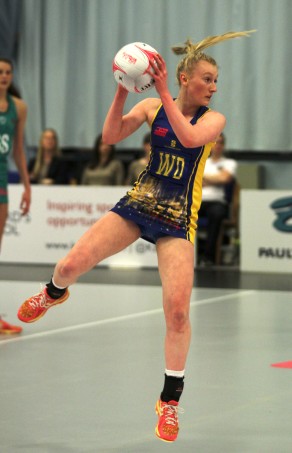 Nicole Humphrys in action as Team Bath Netball beat Celtic Dragons in the Vitality Netball Superleague, March 2016