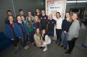 Heather Stanning with current rowers at the University, including those on the GB Rowing Team Start Programme