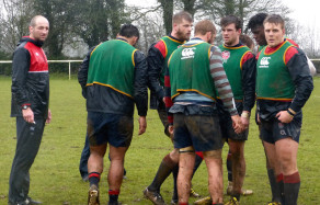 Steve Borthwick watches on as the England Rugby players train at the University of Bath, March 2016