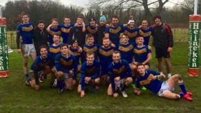 The University of Bath Rugby League team celebrate after reaching the BUCS Trophy final, March 2016