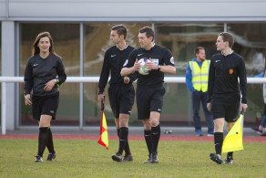 Premier League official Lee Probert refereed the Varsity 2016 men's football match at the Sports Training Village