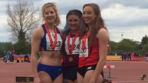 Bethany Close (left) won 100m hurdles silver for the University of Bath at the 2016 BUCS Outdoor Athletics Championships