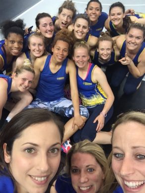 The Team Bath Netball players and coaches pose for an end-of-season selfie