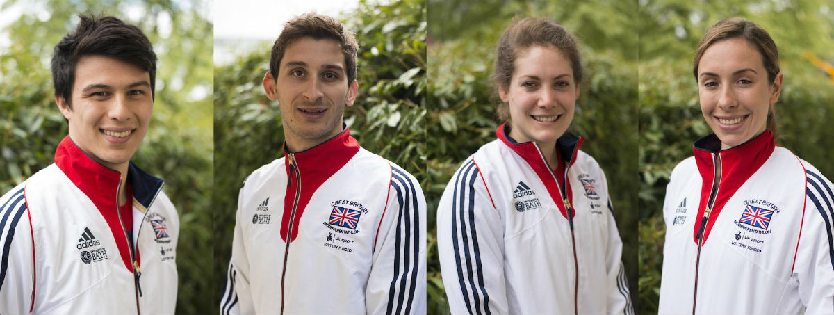 Joe Choong, Jamie Cooke, Kate French and Samantha Murray of Pentathlon GB