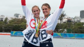 Rio de Janeiro. BRAZIL. GBR W2-, Gold Medalist, Helen GLOVER and Heather STANNING, 2016 Olympic Rowing Regatta. Lagoa Stadium, Copacabana, ìOlympic Summer Gamesî Rodrigo de Freitas Lagoon, Lagoa. Friday 12/08/2016 [Mandatory Credit; Peter SPURRIER/Intersport Images]