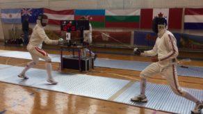 Fencer Tom Edwards in action at the Belgrade Trophy in October 2016