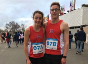 Jess Varley and Myles Pillage finished fourth in the mixed relay on their Modern Pentathlon World Cup debuts in Los Angeles, February 2017Jess Varley and Myles Pillage finished fourth in the mixed relay on their Modern Pentathlon World Cup debuts in Los Angeles, February 2017