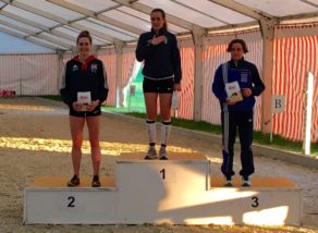 Psychology student Charlie Follett (left) won silver for Pentathlon GB at the 2017 Swiss Women International 