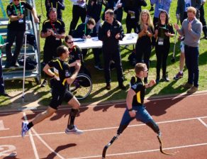 Prince Harry cheers on runners at the 2017 Invictus Games trials