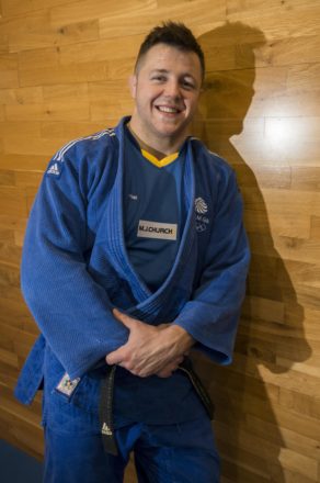 Team Bath judo's Ben Fletcher wearing MJ Church kit in March 2017