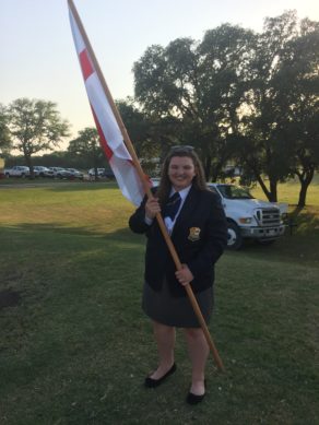 University of Bath student Emma Stacey carried the England flag at the 2017 World Clay-Pigeon Shooting Championships