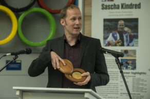 Sascha Kindred with his Rio 2016 gold medal