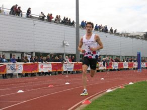 Jamie Cooke on his way to winning the 2017 British Modern Pentathlon Championships men's title at the University of Bath, June 2017