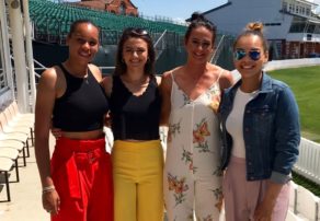 (From left) Samantha Cook, Laura Rudland, Rachel Shaw and Paige Reed at the 2017 Netball South West Goalden Globes Awards