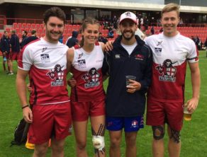 Ollie Lee, Brontë Sykes, Will Serocold and Dom Tripp won gold with the England Crusaders in July 2017