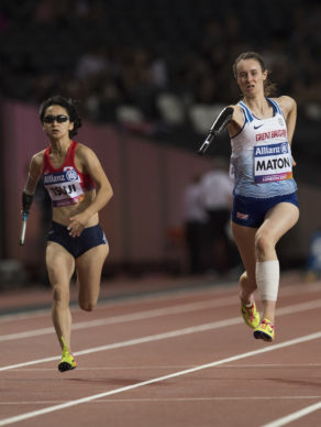 Polly Maton in the T47 100m final at the London 2017 World Para-Athletics Championships. Picture by Paul Gregory for the IPC