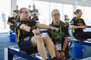 Kelly Ganfield successfully taking part in rowing trials at the 2017 Invictus Games Trials at the University of Bath