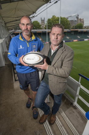 University of Bath Head of Rugby Aaron James with Iesis Group CEO Iestyn Lewis at The Rec