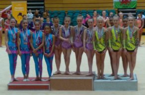 City of Bath Rhythmic Gymnastics Club junior team at the 2017 Welsh Invitational