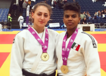 Prisca Awiti-Alcaraz (right) won Scottish Open judo gold 