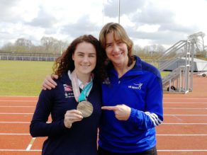 Skeleton bronze-medallist Laura Deas with Dame Katherine Grainger