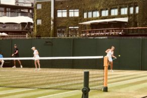 Millie Bissett and Morgan Cross on Court 10 for their Junior Wimbledon debut