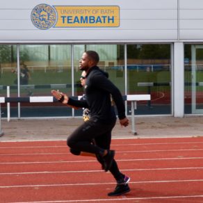 Kelly Ganfield and guidre Mikail Huggins in perfect sync as they train at the University of Bath