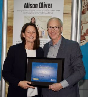 Alison Oliver is inducted into the University of Bath Hall of Fame for Sport by Stephen Baddeley